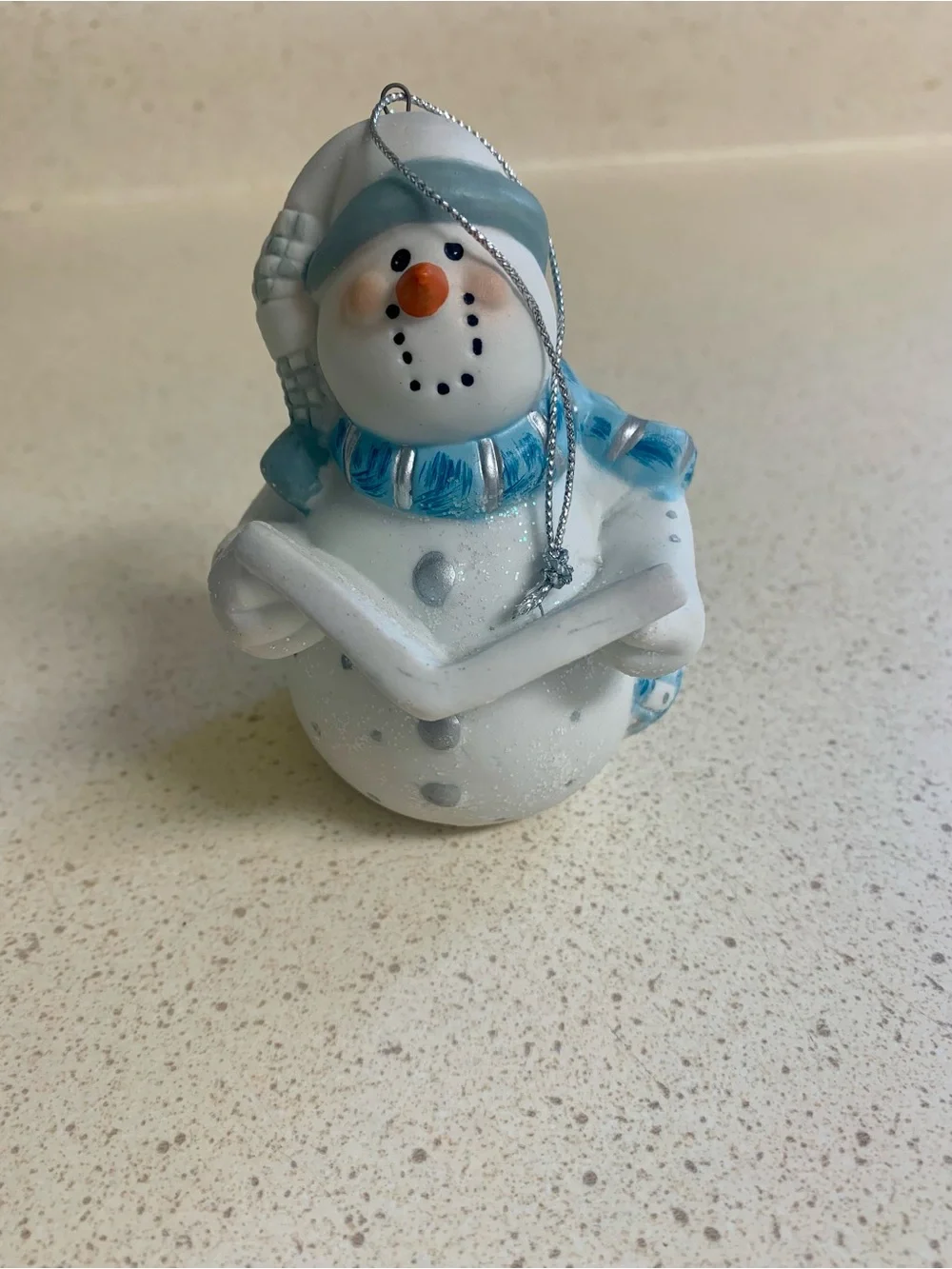 Festive Blue, White & Silver Snowman Ornament Set of 4 - Home Holiday